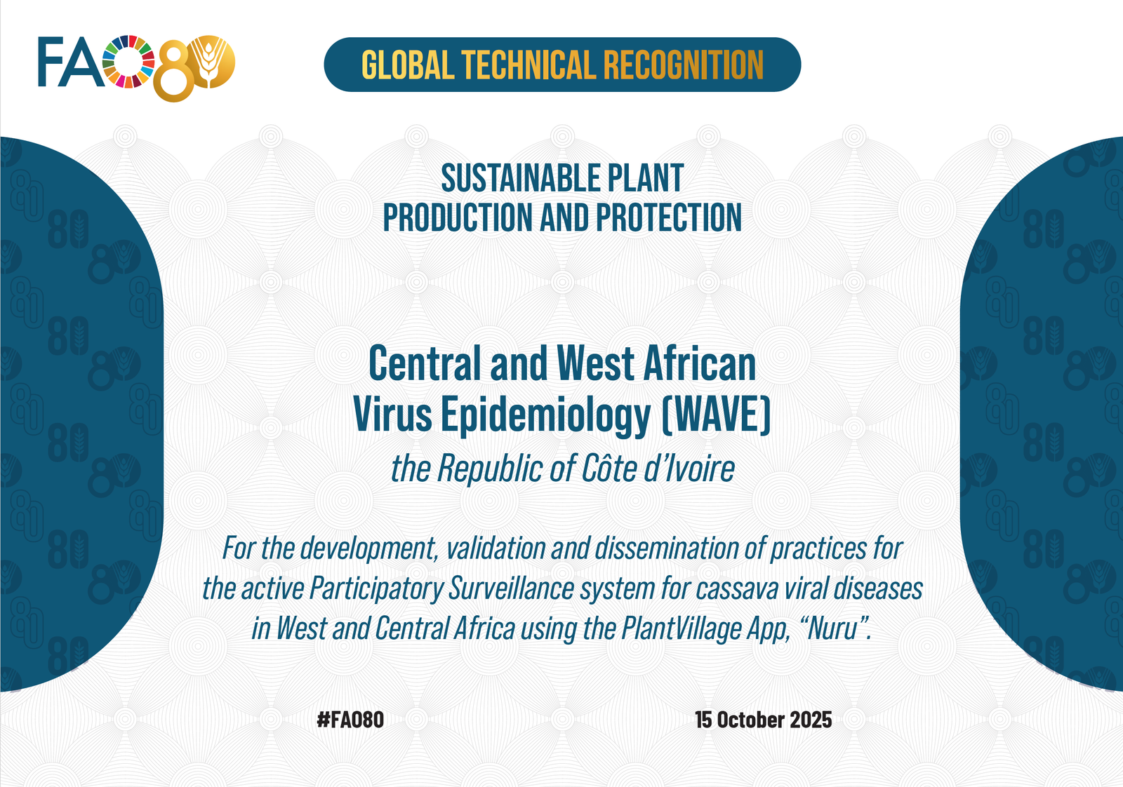 Food and Agriculture Organization of the United Nation (FAO) recognises WAVE RESEARCH